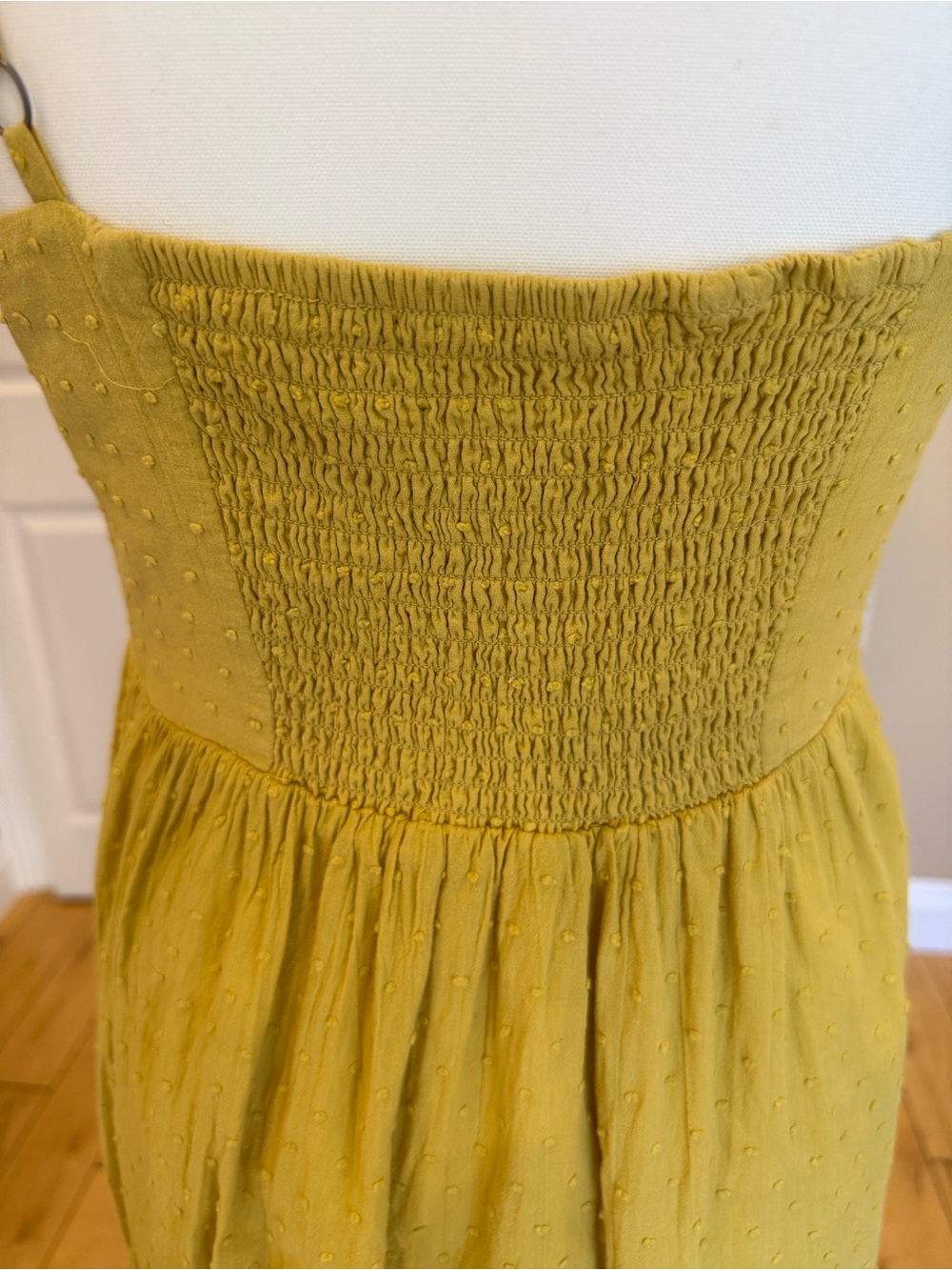 Modcloth Mustard Smocked Bodice midi dress. - Picture 5 of 7